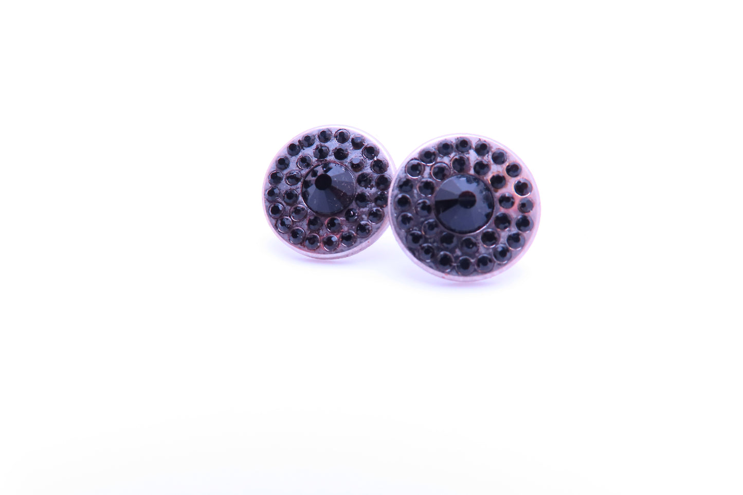 Studs - Silver W/Black Stones (2 pcs)