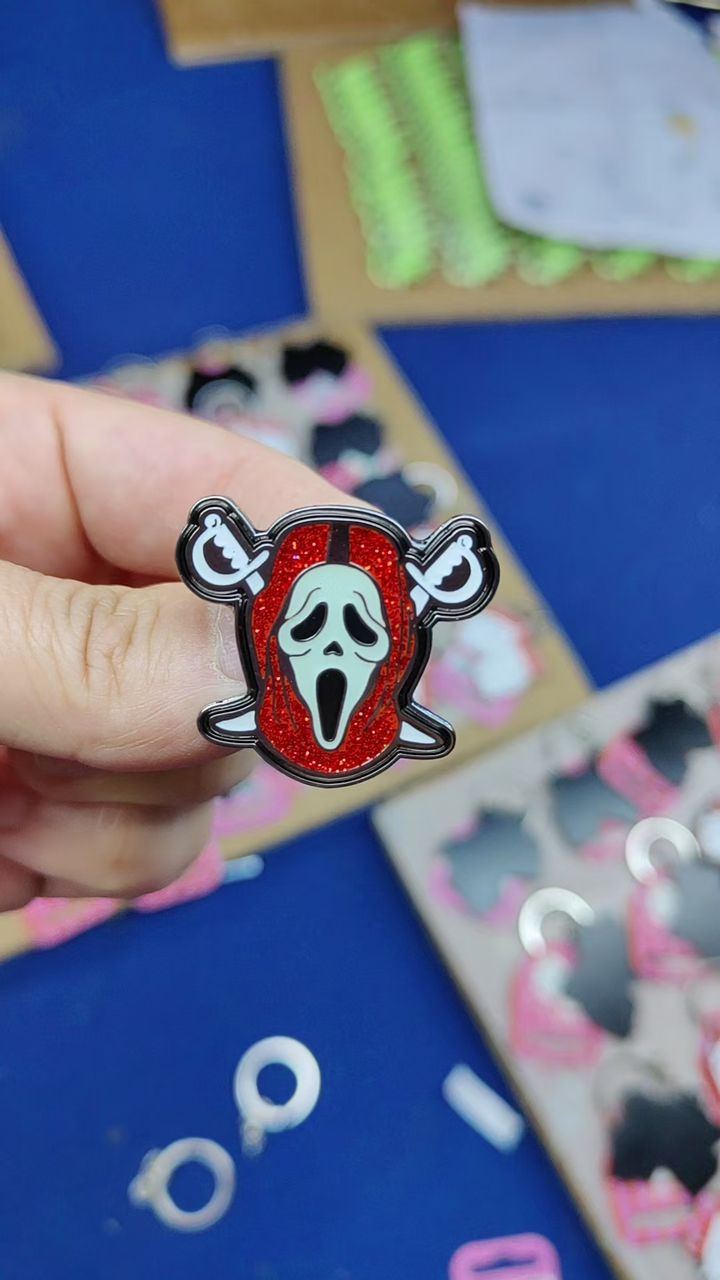 Ghostface Raider Enamel Pin + Glow (Red)