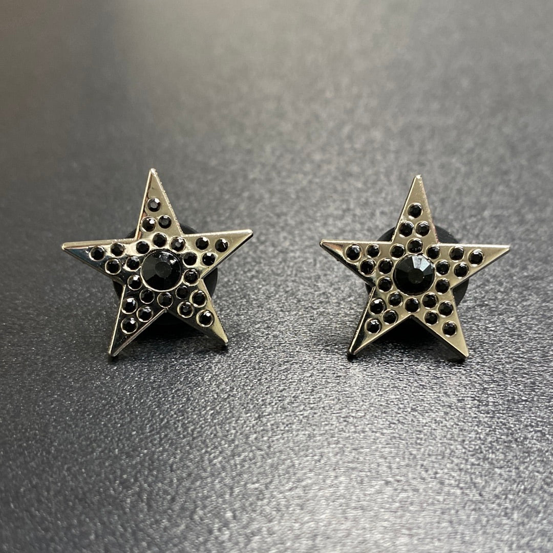 Stars -Silver w/black gems