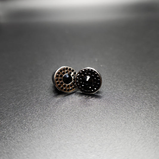 Studs - Gold W/Black Stones (2 pcs)