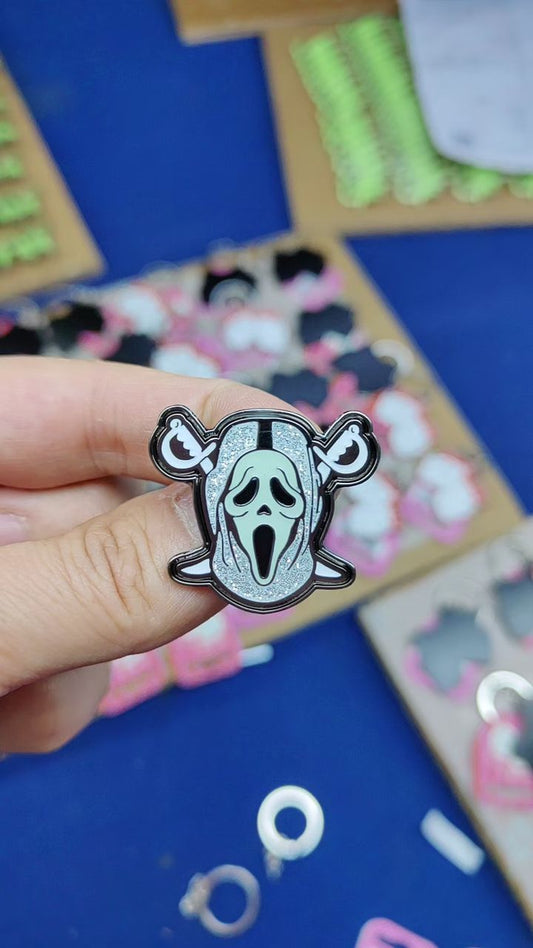 Ghostface Raider Enamel Pin + Glow (Silver)