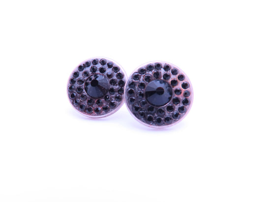 Studs - Silver W/Black Stones (2 pcs)