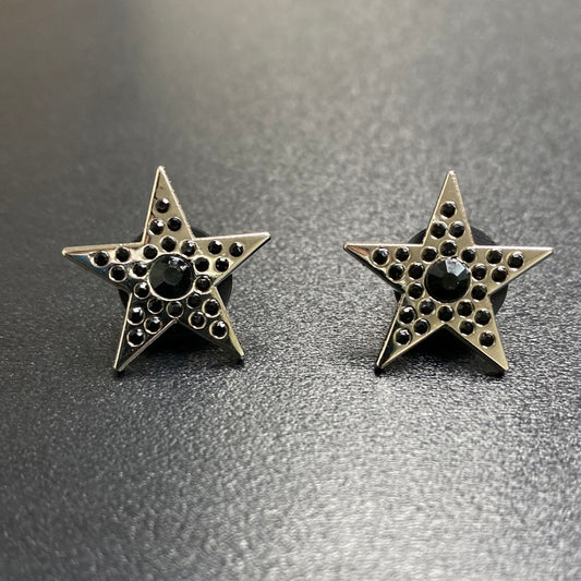 Stars -Silver w/black gems